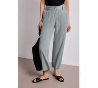 Stoffhose STREET ONE, Damen, Gr. 40, Länge 26, schwarz mint grün, Stoff, 100% Viskose, unifarben, comfort fit 7/8-Länge, Hosen Stoffhose, mit Gürtel (18352428-40) schwarz mint grün