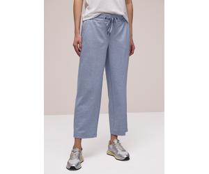 Stoffhose STREET ONE, Damen, Gr. 40, Länge 28, country blau meliert, Stoff, 46% Polyester, 29% Polyamid, 15% Viskose, 10% Elasthan, unifarben, loose fit knöchelfrei, Hosen Stoffhose, im Joggstyle (596