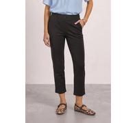 Stoffhose STREET ONE, Damen, Gr. 40, Länge 28, schwarz coffee, Stoff, 95% Viskose, 5% Elasthan, unifarben, loose fit knöchelfrei, Hosen Stoffhose, mit Schnallen (97724418-40) schwarz coffee
