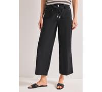 Stoffhose STREET ONE, Damen, Gr. 40, Länge 28, schwarz, Web, Obermaterial: 100% Baumwolle. Gürtel: 100% Baumwolle, unifarben, comfort fit knöchelfrei, Hosen Stoffhose, High Waist (14843003-40) schwarz