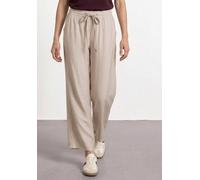Stoffhose STREET ONE, Damen, Gr. 40, Länge 30, beige (clay sand), Stoff, 88% Viskose, 12% Polyamid, unifarben, loose fit lang, Hosen Stoffhose, Elastikbund mit Tunnelzug (64807625-40) clay sand