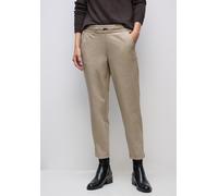 Stoffhose STREET ONE, Damen, Gr. 42, Länge 28, sanded beige meliert, Stoff, 46% Polyester, 29% Polyamid, 15% Viskose, 10% Elasthan, unifarben, loose fit knöchellang, Hosen Stoffhose, mit Elastikbund (