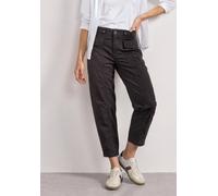 Stoffhose STREET ONE, Damen, Gr. 42, Länge 28, schwarz coffee, Web, 98% Baumwolle, 2% Elasthan, unifarben, comfort fit knöchelfrei, Hosen Stoffhose, im Papertouch (97351130-42) schwarz coffee