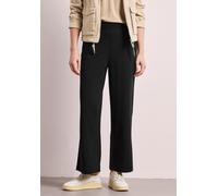 Stoffhose STREET ONE, Damen, Gr. 42, Länge 28, schwarz, Stoff, 95% Viskose, 5% Elasthan, unifarben, loose fit knöchelfrei, Hosen Stoffhose, High Waist (59332800-42) schwarz