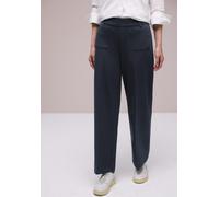 Stoffhose STREET ONE, Damen, Gr. 42, Länge 28, shadowed navy, Stoff, 68% Viskose, 28% Polyester, 4% Elasthan, unifarben, comfort fit lang, Hosen Stoffhose, High Waist (55372267-42) shadowed navy