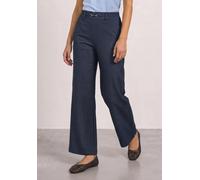 Stoffhose STREET ONE, Damen, Gr. 42, Länge 30, blau (schwarzest blau), Stoff, 41% Polyamid, 29% Viskose, 22% Polyester, 8% Elasthan, unifarben, comfort fit lang, Hosen Stoffhose, mit Schnallen (646019