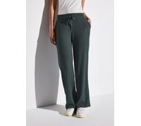 Stoffhose STREET ONE, Damen, Gr. 42, Länge 30, grün (marshy grün), Web, Obermaterial: 55% Polyester, 44% Viskose, 1% Elasthan, Strukturmuster, loose fit knöchellang, Hosen Stoffhose, Sommerhose mit St