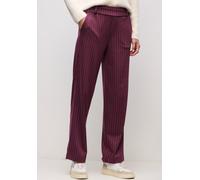 Stoffhose STREET ONE, Damen, Gr. 42, Länge 30, lila (noble rot), Stoff, 60% Viskose, 28% Polyester, 10% Polyamid, 2% Elasthan, unifarben, straight fit normal, Hosen Stoffhose, mit Nadelstreifenmuster