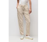 Stoffhose STREET ONE, Damen, Gr. 42, Länge 30, malted beige, Web, 60% Baumwolle, 38% Polyester, 2% Elasthan, unifarben, comfort fit normal, Hosen, Elastikbund mit Tunnelzug (95044223-42) malted beige