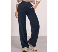 Stoffhose STREET ONE, Damen, Gr. 42, Länge 30, shadowed navy, Stoff, 61% Viskose, 32% Polyamid, 7% Elasthan, unifarben, comfort fit lang, Hosen Stoffhose, mit Elastikbund (35654868-42) shadowed navy