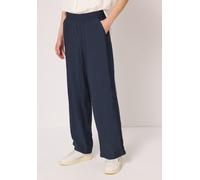 Webhose STREET ONE "Style Emee", Damen, Gr. 42, Länge 32, shadowed navy, Web, Obermaterial: 90% Modal, 10% Polyester, unifarben, loose fit lang, Hosen, Wide Leg Hose mit Crochet Tape (36792754-42) sha