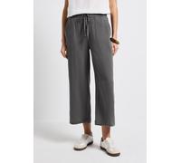 Stoffhose STREET ONE, Damen, Gr. 44, Länge 26, grau (overcast grau), Web, 100% Baumwolle, unifarben, loose fit wadenlang, Hosen, High Waist (99838954-44) overcast grau