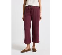 Stoffhose STREET ONE, Damen, Gr. 44, Länge 26, rot (schwarz cherry rot), Web, 100% Baumwolle, unifarben, loose fit wadenlang, Hosen Stoffhose, High Waist (97711813-44) schwarz cherry rot