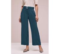 Stoffhose STREET ONE, Damen, Gr. 44, Länge 26, tide blau, Stoff, 100% Viskose, unifarben, comfort fit 7/8-Länge, Hosen Stoffhose, mit Gürtel (47090750-44) tide blau