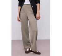 Stoffhose STREET ONE, Damen, Gr. 44, Länge 28, beige (schwarz beige), Stoff, 68% Viskose, 28% Polyester, 4% Elasthan, unifarben, comfort fit lang, Hosen Stoffhose, High Waist (90950924-44) schwarz bei