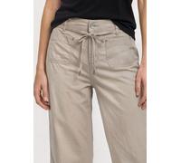 Stoffhose STREET ONE, Damen, Gr. 44, Länge 28, beige (sepia sand), Web, Obermaterial: 100% Baumwolle. Gürtel: 100% Baumwolle, unifarben, comfort fit knöchelfrei, Hosen Stoffhose, High Waist (15153933-