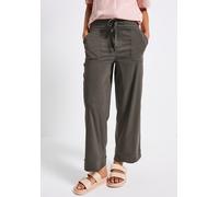 Stoffhose STREET ONE, Damen, Gr. 44, Länge 28, nomad braun, Web, Obermaterial: 66% Baumwolle, 30% Polyester, 4% Elasthan, unifarben, casual, bequem lang, Hosen, mit Turn-Up (31299401-44) nomad braun