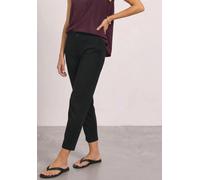 Stoffhose STREET ONE, Damen, Gr. 44, Länge 28, schwarz, Stoff, 95% Viskose, 5% Elasthan, unifarben, loose fit knöchelfrei, Hosen Stoffhose, mit Schnallen, Topseller (85223236-44) schwarz