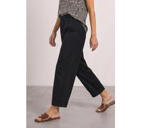 Stoffhose STREET ONE, Damen, Gr. 44, Länge 28, schwarz, Web, 66% Baumwolle, 30% Polyester, 4% Elasthan, unifarben, comfort fit knöchelfrei, Hosen Stoffhose, mit Turn-Up Funktion (87854913-44) schwarz