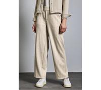 Stoffhose STREET ONE, Damen, Gr. 44, Länge 30, beige (sheer beige meliert), Stoff, 70% Polyester, 26% Viskose, 4% Elasthan, gestreift, Casual, gerade lang, Hosen, mit seitlichen Einschubtaschen (53733