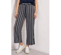 Stoffhose STREET ONE, Damen, Gr. 44, Länge 30, blau (schwarzest blau), Stoff, 100% Viskose, gestreift, loose fit lang, Hosen Stoffhose, im Streifendesign (93358309-44) schwarzest blau