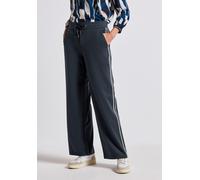 Stoffhose STREET ONE, Damen, Gr. 44, Länge 30, deepwater blau, Stoff, 67% Polyamid, 28% Viskose, 5% Elasthan, unifarben, loose fit lang, Hosen Stoffhose, High Waist (78587802-44) deepwater blau