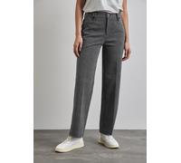 Stoffhose STREET ONE, Damen, Gr. 44, Länge 30, schwarz, Stoff, 70% Polyester, 26% Viskose, 4% Elasthan, kariert, straight fit lang, Hosen Stoffhose, High Waist (88218905-44) schwarz