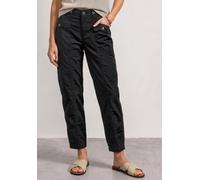 Stoffhose STREET ONE, Damen, Gr. 46, Länge 28, schwarz, Web, 98% Baumwolle, 2% Elasthan, unifarben, comfort fit knöchelfrei, Hosen Stoffhose, im Papertouch (16827815-46) schwarz