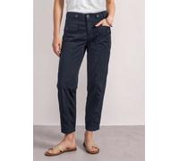 Stoffhose STREET ONE, Damen, Gr. 46, Länge 28, schwarzest blau, Web, 98% Baumwolle, 2% Elasthan, unifarben, comfort fit knöchelfrei, Hosen Stoffhose, im Papertouch (21680236-46) schwarzest blau