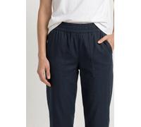 Stoffhose STREET ONE, Damen, Gr. 46, Länge 28, shadowed navy, Web, 66% Baumwolle, 30% Polyester, 4% Elasthan, unifarben, comfort fit knöchelfrei, Hosen Stoffhose, im elastischen Materialmix (72477711-