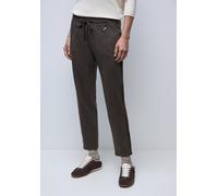 Stoffhose STREET ONE, Damen, Gr. 46, Länge 30, braun (deep roast braun), Stoff, 61% Viskose, 25% Polyamid, 9% Polyester, 5% Elasthan, unifarben, loose fit lang, Hosen Stoffhose, Elastikbund mit Tunnel
