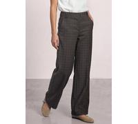Stoffhose STREET ONE, Damen, Gr. 46, Länge 30, braun (schwarz coffee), Stoff, 50% Polyester, 45% Viskose, 5% Elasthan, kariert, comfort fit lang, Hosen Stoffhose, High Waist (67632721-46) schwarz coff