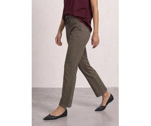 Stoffhose STREET ONE, Damen, Gr. 46, Länge 30, saddle braun, Stoff, 65% Polyester, 35% Viskose, kariert, loose fit lang, Hosen Stoffhose, Middle Waist (93444907-46) saddle braun