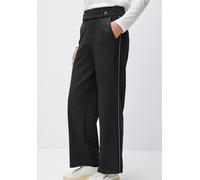 Stoffhose STREET ONE "QR Straight Leg Mela", Damen, Gr. 46, Länge 30, schwarz, Web, Obermaterial: 48% Viskose, 29% Nylon, 15% Polyester, 8% Elasthan. Futter: 100% Polyester, unifarben mit Farbeinsatz,