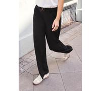 Stoffhose STREET ONE STUDIO, Damen, Gr. 34, Länge 32, schwarz, Stoff, 88% Polyester, 12% Elasthan, unifarben, loose fit lang, Hosen Stoffhose, mit Wide Legs (50553031-34) schwarz