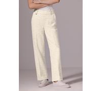 Stoffhose STREET ONE STUDIO, Damen, Gr. 42, Länge 30, beige (sheer beige meliert), Stoff, 50% Polyester, 37% Baumwolle, 10% Viskose, 3% Elasthan, meliert, comfort fit lang, Hosen Stoffhose, Middle Wai