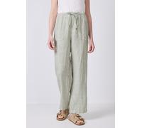 Stoffhose STREET ONE STUDIO, Damen, Gr. 42, Länge 30, peridot grün, Stoff, 100% Leinen, gestreift, casual, loose fit lang, Hosen, High Waist (14746753-42) peridot grün