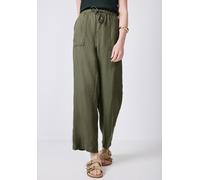 Stoffhose STREET ONE STUDIO, Damen, Gr. 44, Länge 30, grün (peridot grün), Stoff, 100% Leinen, unifarben, loose fit lang, Hosen, Elastikbund mit Tunnelzug (40678043-44) peridot grün