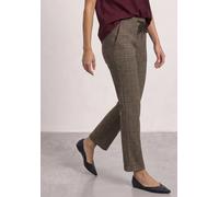 Stoffhose STREET ONE "Style Bonny", Damen, Gr. 40, Länge 28, saddle braun, Web, Obermaterial: 65% Polyester, 35% Viskose, kariert, loose fit lang, Hosen Stoffhose, mit Karomuster / Elastischer Gummizu