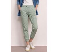 Stoffhose STREET ONE "Style Bonny", Damen, Gr. 44, Länge 28, mint leaf, Web, Obermaterial: 97% Baumwolle, 3% Elasthan, unifarben, loose fit lang, Hosen Stoffhose, Slim Leg Hose / Sommerhose im Loose F