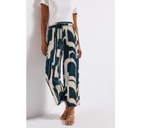 Stoffhose STREET ONE "Style Emee", Damen, Gr. 36, Länge 26, blau (tide blau), Web, Obermaterial: 100% Viskose, 7/8-Länge, Hosen Stoffhose, Sommerhose mit elastischem Bund und Tunnelzug, mit grafischem