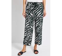 Stoffhose STREET ONE "Style Emee", Damen, Gr. 40, Länge 26, grün (pine grove grün), Web, Obermaterial: 100% Viskose, bedruckt, 7/8-Länge, Hosen Stoffhose, Sommerhose mit elastischem Bund und Tunnelzug