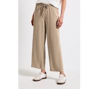 Stoffhose STREET ONE "Style Emee", Damen, Gr. 42, Länge 26, beige (safari beige), Web, Obermaterial: 100% Viskose, unifarben, normal 7/8-Länge, Hosen Stoffhose, Sommerhose mit elastischem Bund mit Tun