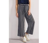 Stoffhose STREET ONE, Damen, Gr. 42, Länge 30, blau (schwarzest blau), Stoff, 100% Viskose, gestreift, loose fit lang, Hosen Stoffhose, im Streifendesign (93358309-42) schwarzest blau