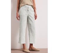 Stoffhose STREET ONE, Damen, Gr. 44, Länge 26, sanftes weiß, Web, 57% Baumwolle, 42% Polyester, 1% Elasthan, gestreift, loose fit 7/8-Länge, Hosen Stoffhose, High Waist (32501453-44) sanftes weiß