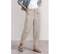 Street One Frauen High Waist Barrel Leg Hose im Casual Fit in Beige, Gr: 38