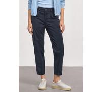 Stoffhose STREET ONE, Damen, Gr. 42, Länge 28, schwarzest blau, Web, 98% Baumwolle, 2% Elasthan, unifarben, comfort fit knöchelfrei, Hosen Stoffhose, im Papertouch (11964666-42) schwarzest blau