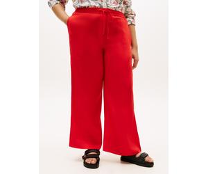 Stoffhose TOMMY HILFIGER CURVE "CRV ESS LINEN PULL ON PANTS", Damen, Gr. 50, N-Gr, fireworks, Web, Obermaterial: 100% Leinen, bedruckt, weit normal, Hosen Stoffhose, in großen Größen (15468032-50) fir