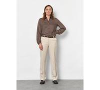 Stoffhose TONI "Jenny Wide Leg", Damen, Gr. 21, K-Gr, beige (ecru), Web, Obermaterial: 64% Polyester, 32% Viskose, 4% Elasthan, unifarben, slim fit lang, Hosen Stoffhose, mit Bügelfalten und Stretch (