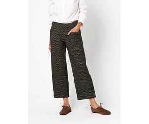 Stoffhose TONI "Sue Wide Chic 7/8", Damen, Gr. 44, N-Gr, braun (teak), Web, Obermaterial: 52% Baumwolle, 31% Polyester, 15% Viskose, 2% Elasthan, gemustert, weit 7/8-Länge, Hosen Stoffhose, Sommerhose